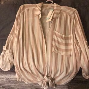 VIXBE Thompkins Tie Front Top - beige